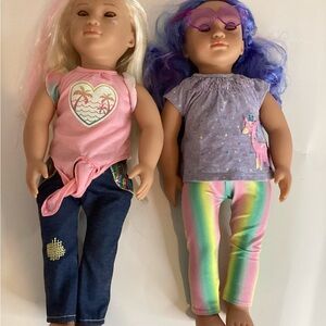 Our Generation 18”fashion Doll Set Of 2 Veronica & Iris, Blue Hair Blond Pink